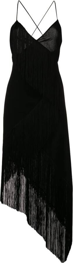 Givenchy Slipdress met waterval franje Zwart