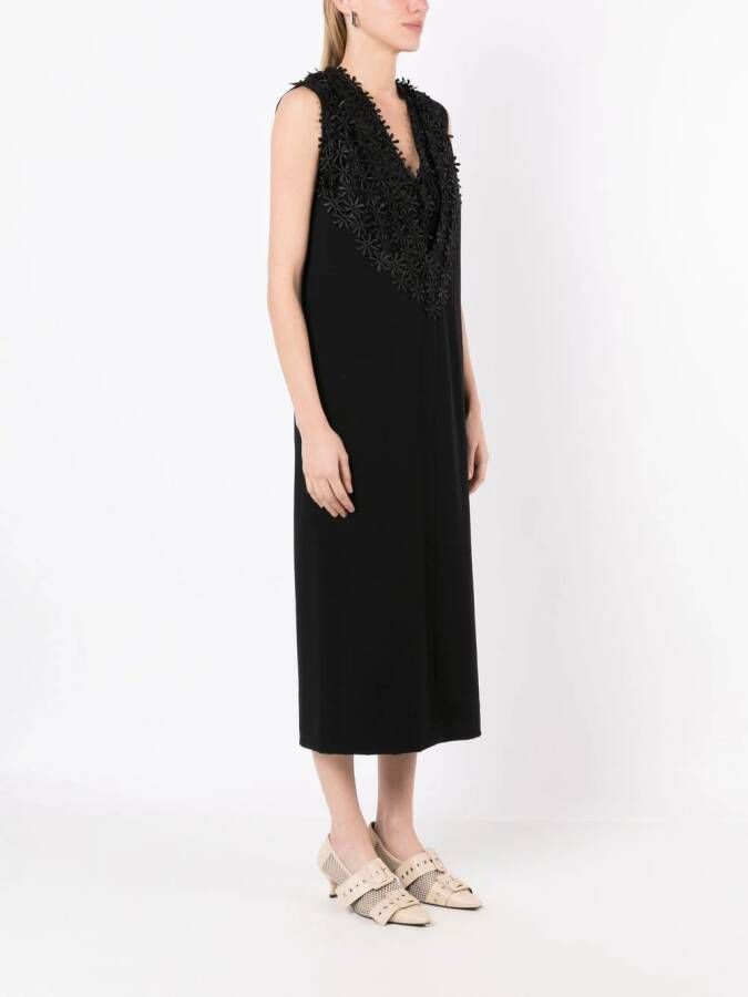 Gloria Coelho Midi-jurk met bloemenpatch Zwart