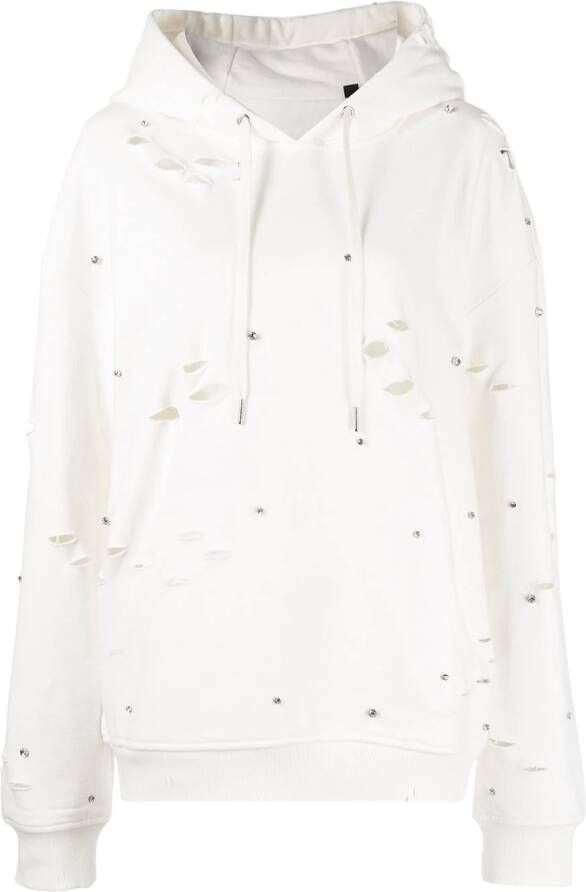 God's Masterful Children Hoodie met gescheurd detail Wit
