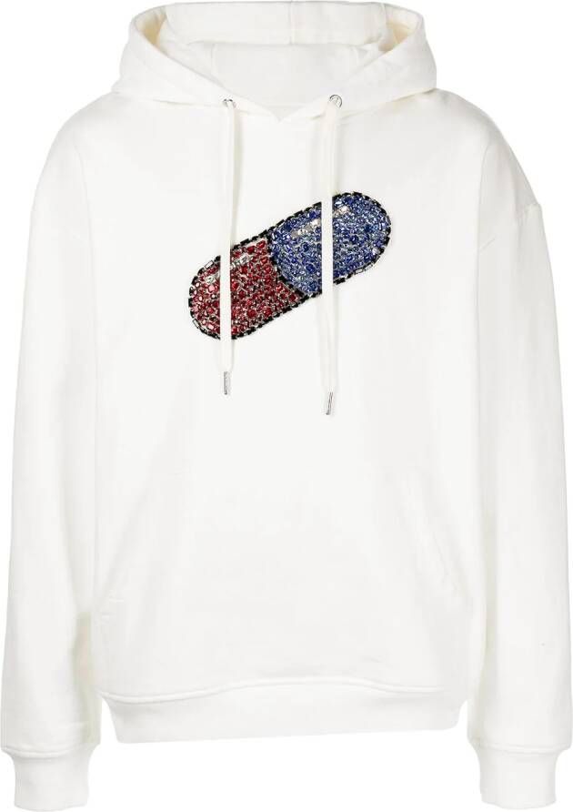 God's Masterful Children Hoodie verfraaid met kristallen Wit