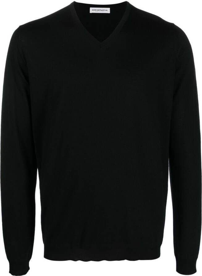 GOES BOTANICAL Trui met V-hals Zwart