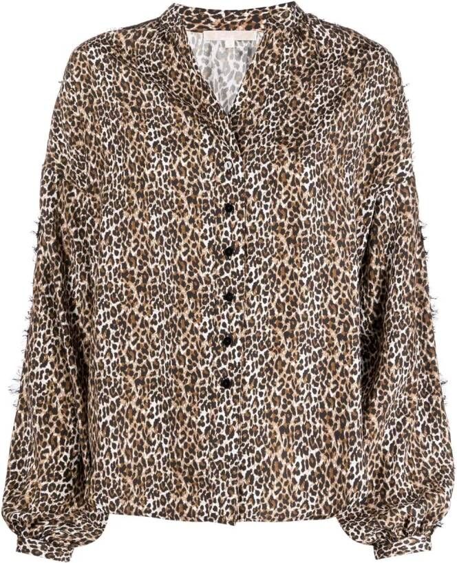 Gold Hawk Blouse met luipaardprint Beige