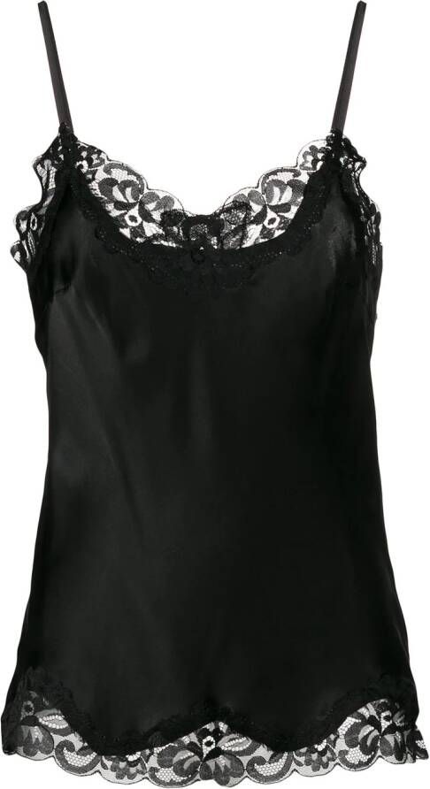 Gold Hawk cami top met kanten boord dames zijde nylon XS Zwart