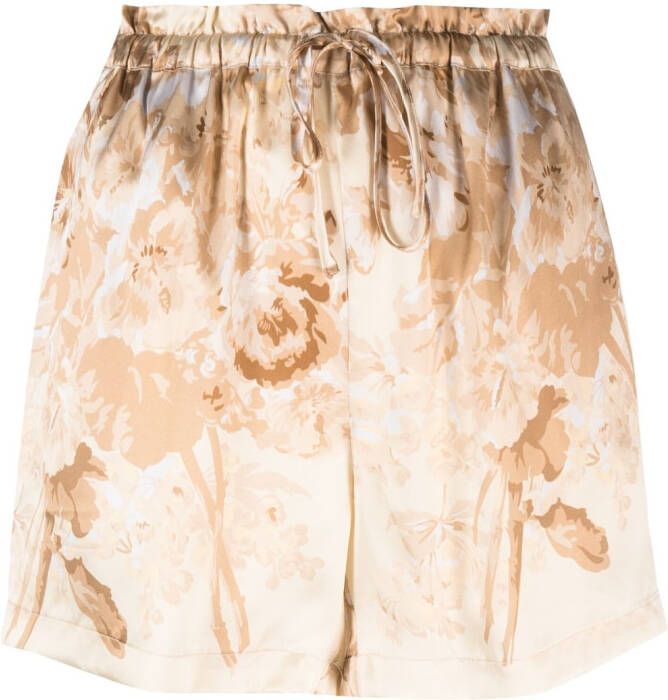 Gold Hawk Shorts met bloemenprint Beige