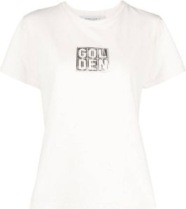 Golden Goose logo-print cotton T-shirt Beige