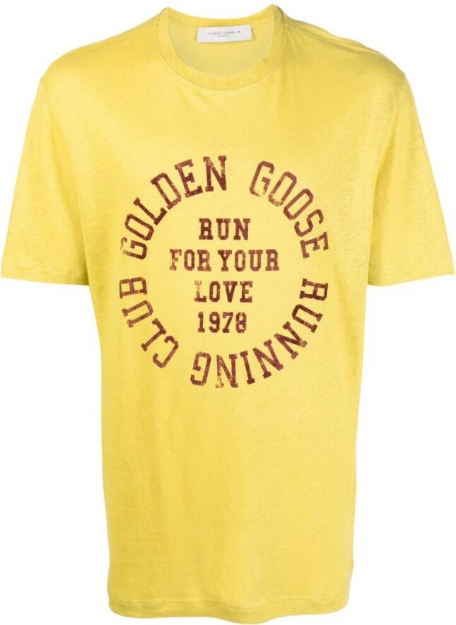 Golden Goose T-shirt met logoprint Geel