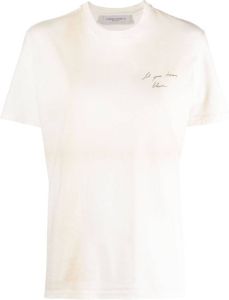 Golden Goose quote-print distressed cotton T-shirt Beige