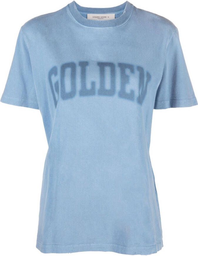 Golden Goose T-shirt met logoprint Blauw