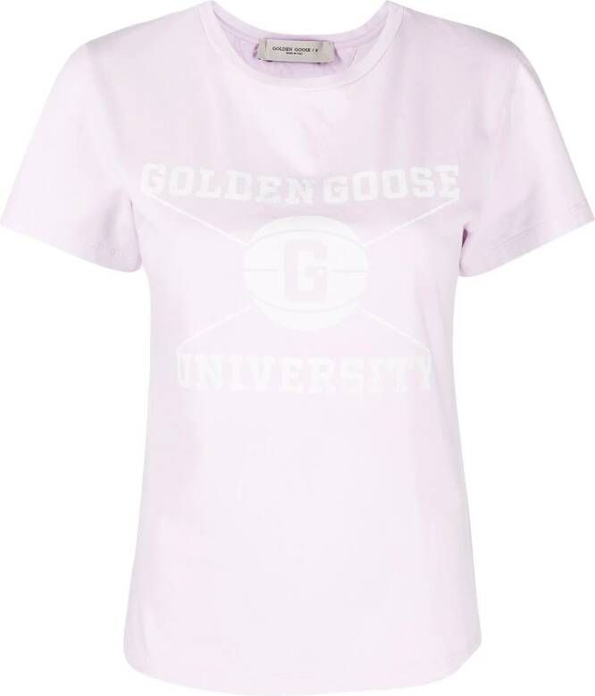Golden Goose T-shirt met logoprint Paars