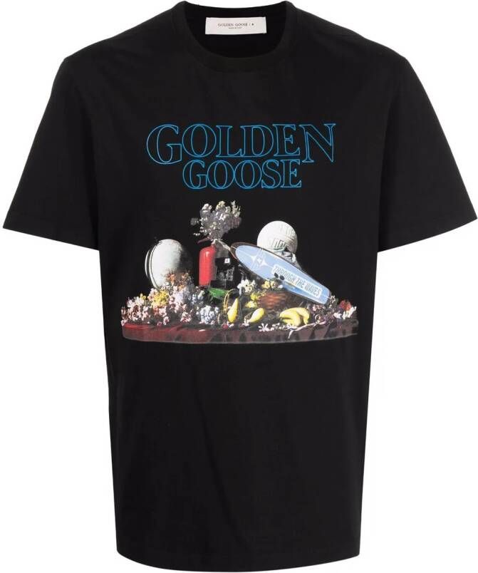Golden Goose T-shirt met logoprint Zwart