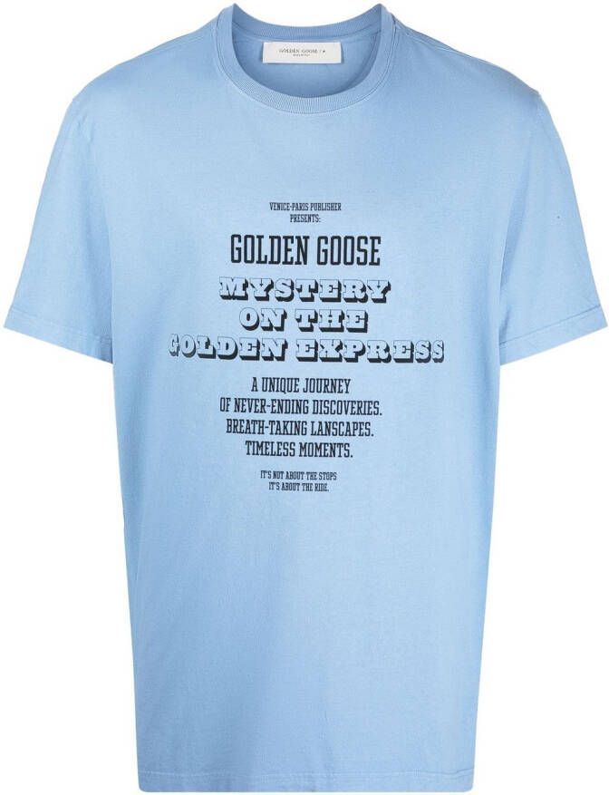 Golden Goose T-shirt met print Blauw