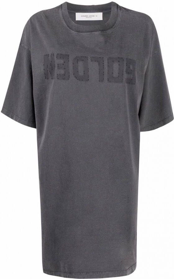Golden Goose T-shirtjurk met logoprint Grijs