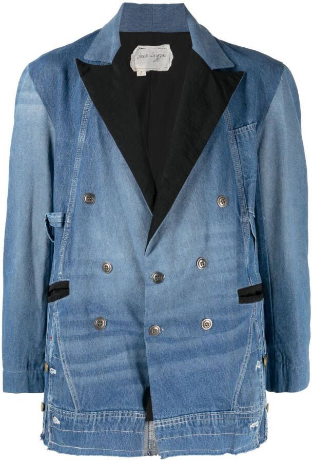 Greg Lauren Blazer met puntige revers Blauw