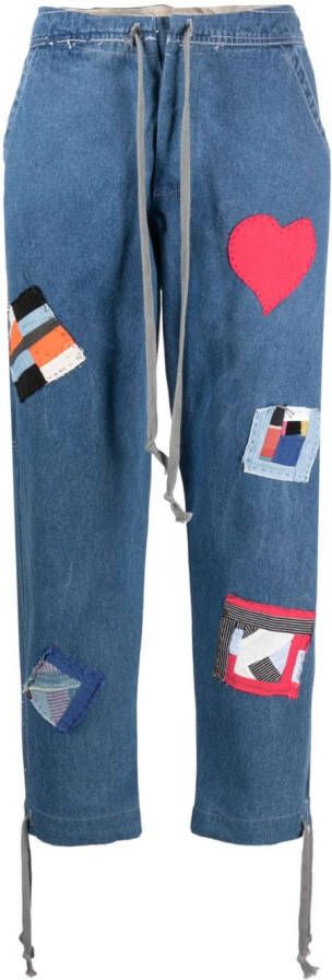 Greg Lauren Jeans met patchdetail Blauw