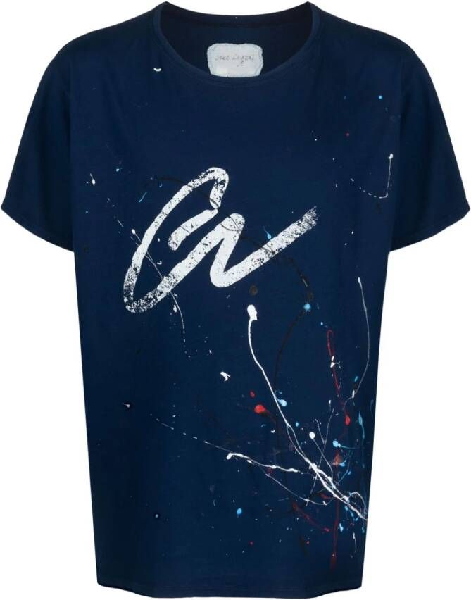 Greg Lauren T-shirt met logoprint Blauw
