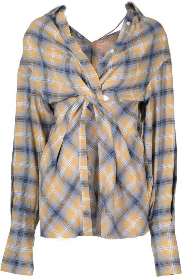 Ground Zero Geruite blouse Geel
