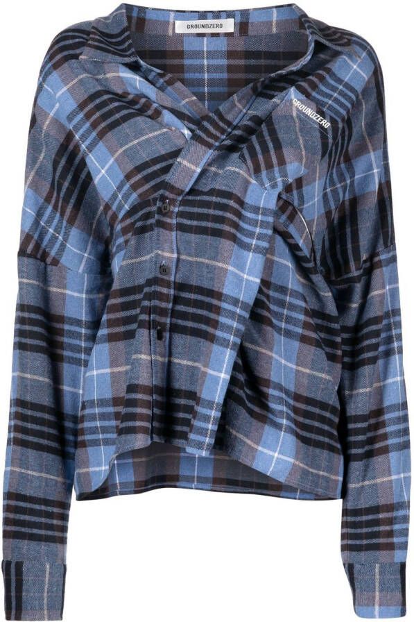 Ground Zero Geruite blouse Blauw