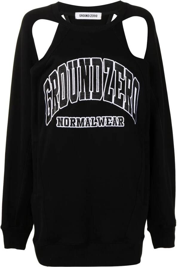 Ground Zero Sweater met geborduurd logo Zwart