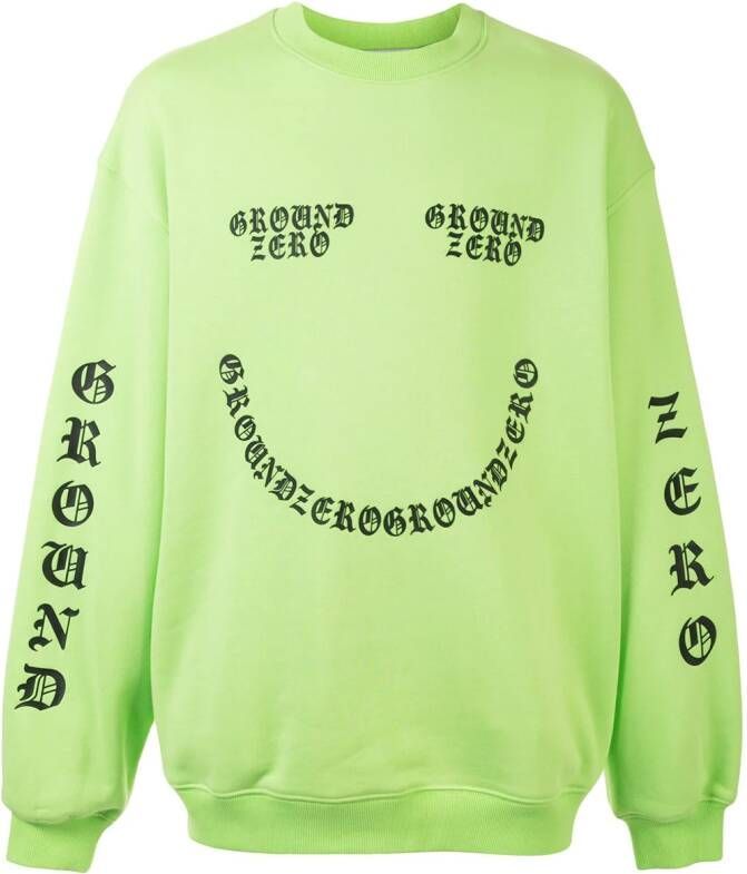 Ground Zero Sweater met tekst Groen
