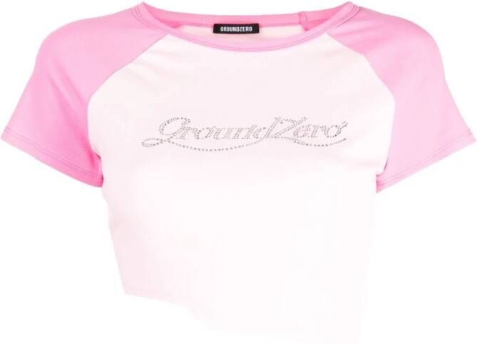 Ground Zero T-shirt met logopatch Roze