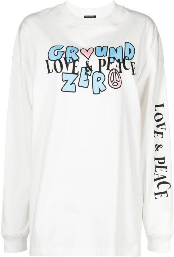 Ground Zero T-shirt met logoprint Wit