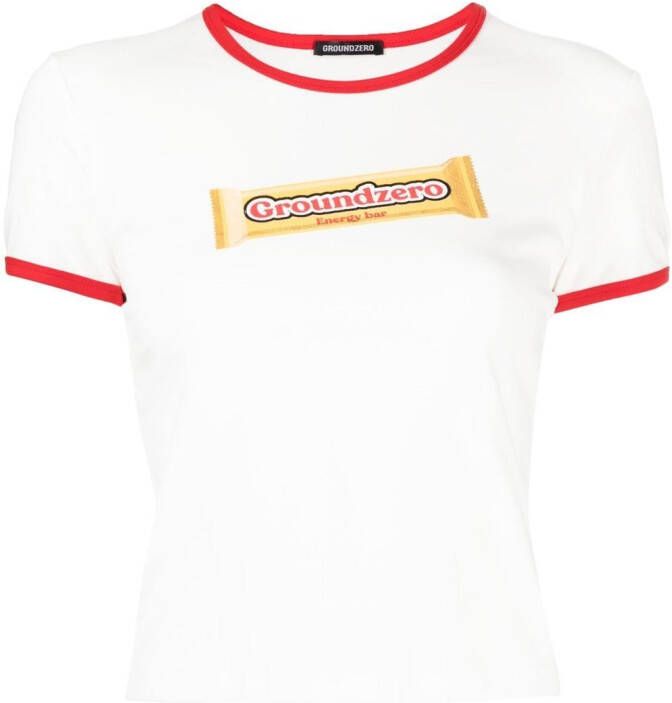 Ground Zero T-shirt met print Wit