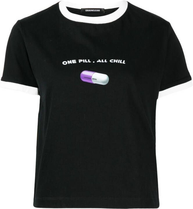 Ground Zero T-shirt met print Zwart