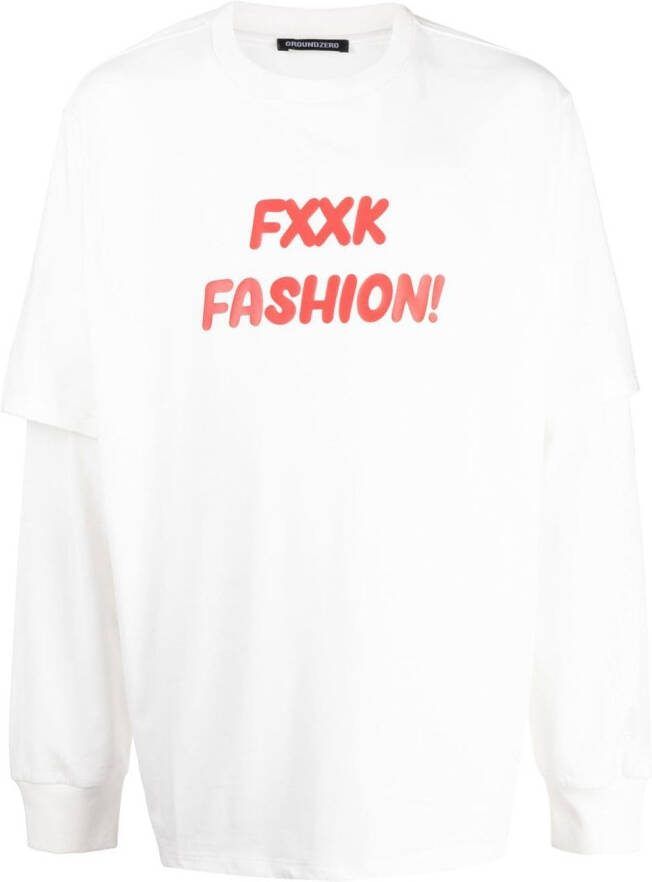 Ground Zero T-shirt met tekst Wit