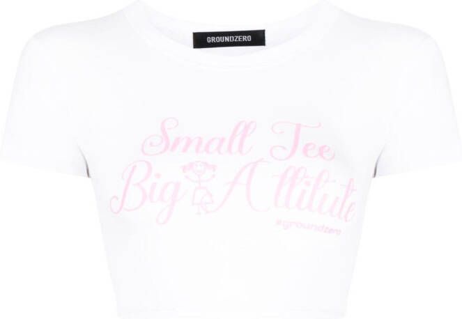 Ground Zero T-shirt met tekst Wit