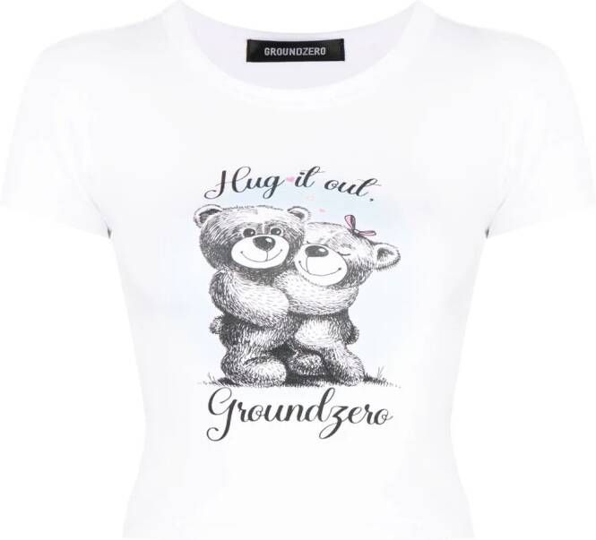Ground Zero T-shirt met tekst Wit