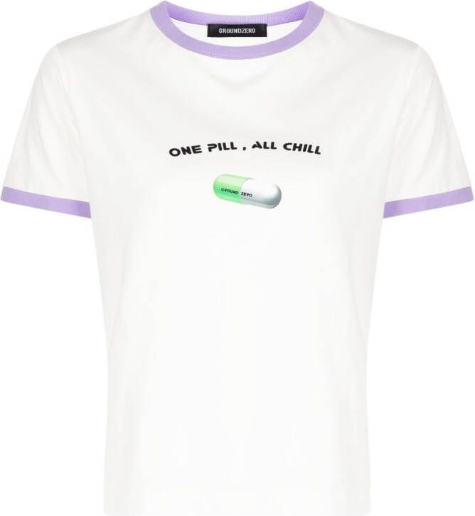 Ground Zero T-shirt met tekst Wit