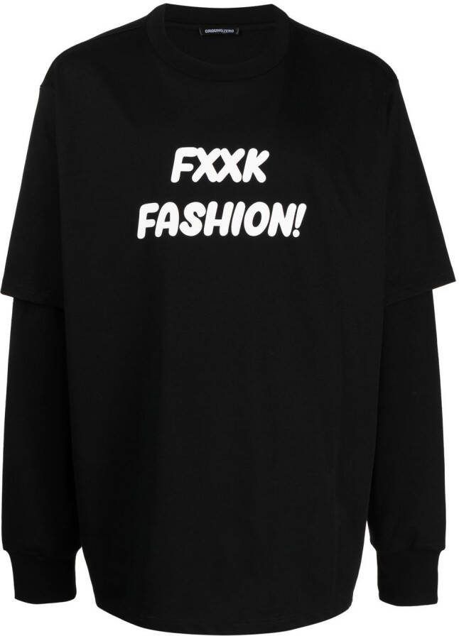 Ground Zero T-shirt met tekst Zwart