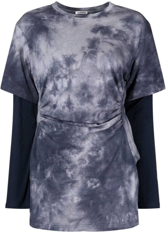 Ground Zero T-shirt met tie-dye print Blauw