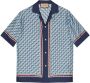 Gucci Zijden overhemd met GG-patroon Blauw - Thumbnail 1