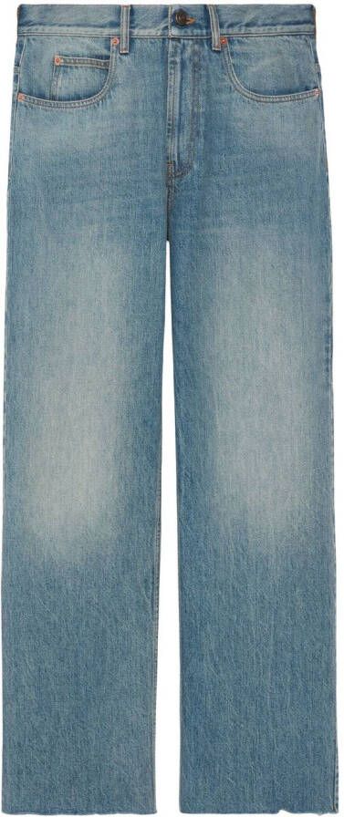 Gucci Katoenen jeans met wijde pijpen en wassing Blauw