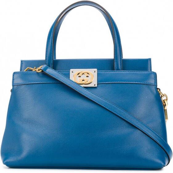 Gucci Draagtas met logoplakkaat Blauw