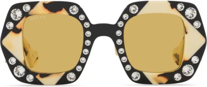 Gucci Eyewear Zonnebril verfraaid met kristallen Zwart