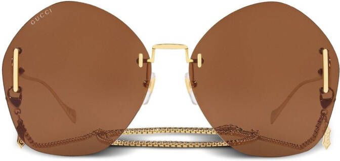 Gucci Eyewear Zonnebril met gegraveerd logo Goud