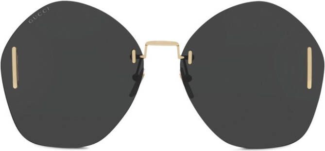 Gucci Eyewear Zonnebril met gegraveerd logo Goud