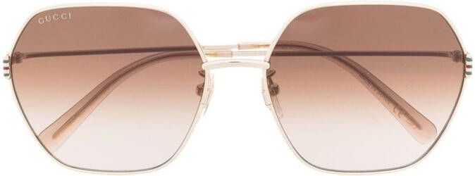 Gucci Eyewear Zonnebril met geometrisch montuur Goud