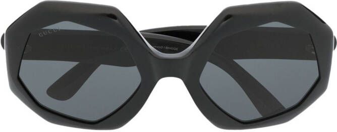 Gucci Eyewear Zonnebril met geometrisch montuur Zwart
