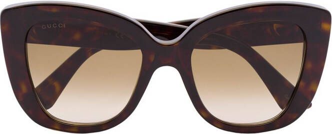 Gucci Eyewear Havana zonnebril met kattenoog montuur Bruin