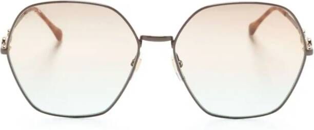Gucci Eyewear Horsebit zonnebril met vierkant montuur Bruin