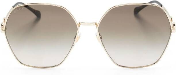 Gucci Eyewear Horsebit zonnebril met rond montuur Goud