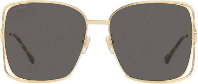 Gucci Eyewear Horsebit zonnebril met vierkant montuur Goud