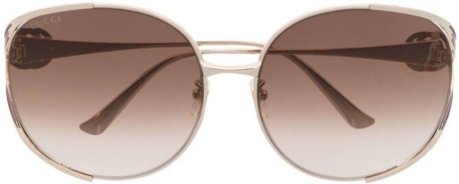 Gucci Eyewear Zonnebril met oversized montuur Goud