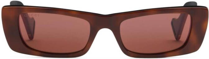 Gucci Eyewear GG zonnebril met rechthoekig montuur Bruin