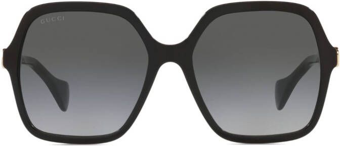 Gucci Eyewear Interlocking G zonnebril met vierkant montuur Zwart