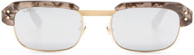 Gucci Eyewear Zonnebril met logo-reliëf Bruin
