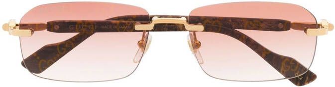 Gucci Eyewear Zonnebril met rechthoekig montuur Goud